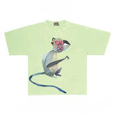 Abstract Graphic Tee with Realistic Monkey Print