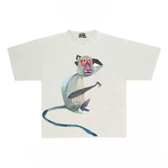 Abstract Graphic Tee with Realistic Monkey Print
