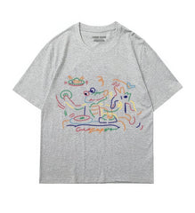Abstract Line Art Oversized Short Sleeve T-Shirt