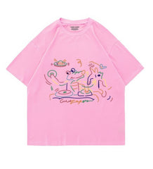 Abstract Line Art Oversized Short Sleeve T-Shirt