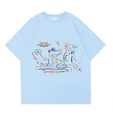 Abstract Line Art Oversized Short Sleeve T-Shirt