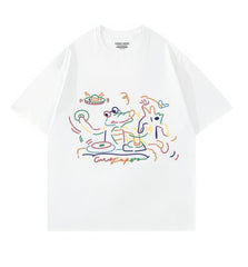 Abstract Line Art Oversized Short Sleeve T-Shirt