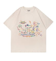 Abstract Line Art Oversized Short Sleeve T-Shirt