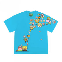 Abstract Sponge Characters Graphic T-Shirt