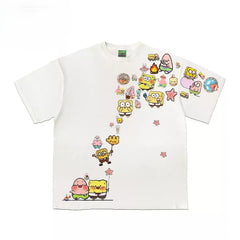 Abstract Sponge Characters Graphic T-Shirt
