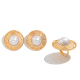 Abstract Textured Pearl Stud Jewelry Set