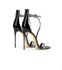 Ankle Strap Mid Heel Rhinestone Embellished Sandals