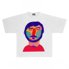 Arts Graphic Tee with Abstract Portrait Print