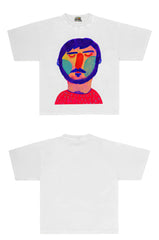 Arts Graphic Tee with Abstract Portrait Print