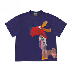 Avant-Garde Graphic Tee with Abstract Animal Print