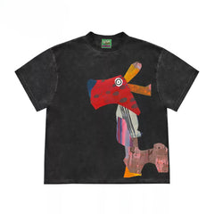 Avant-Garde Graphic Tee with Abstract Animal Print