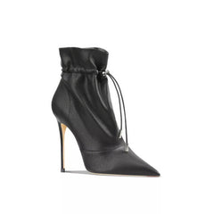 Avery Stitch Leather Pointed Toe High Heel Ankle Boots
