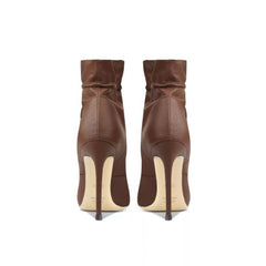 Avery Stitch Leather Pointed Toe High Heel Ankle Boots