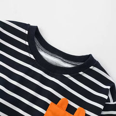 Bebe Hanna Toddler Long-Sleeve T-Shirt with Leopard Face Pocket and Stripes