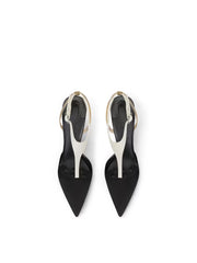 Bicolor Pointed-Toe Slingback Stiletto Heels