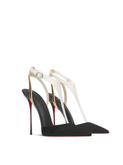 Bicolor Pointed-Toe Slingback Stiletto Heels