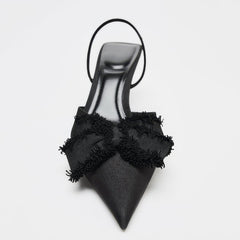 Black Bow Slingback Stiletto Heels