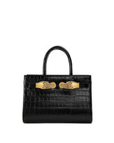 Black Croc-Effect Leather Small Tote