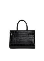 Black Croc-Effect Leather Small Tote