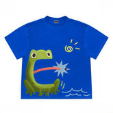 Black Oversized Frog Graphic T-Shirt for Men