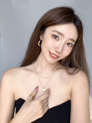 Bohemian Pearl Layered Necklace with Mother-of-Pearl Heart Charm