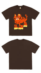 Bold Abstract Tiger Graphic Tee with Cartoon Print
