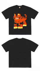 Bold Abstract Tiger Graphic Tee with Cartoon Print