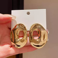 Bold Polished Abstract Oval Drop Dangle Earrings