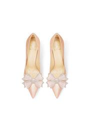 Bow Detailed Diamante Heel Pumps