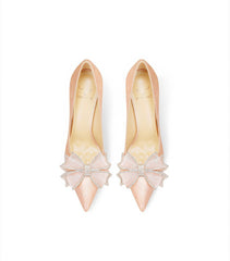 Bow Detailed Diamante Heel Pumps