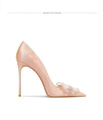 Bow Detailed Diamante Heel Pumps