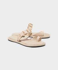 Buckled Leather Toe-Ring Sandals