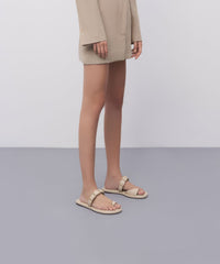 Buckled Leather Toe-Ring Sandals