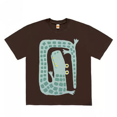 Cartoon Winding Crocodile Graphic T-Shirt