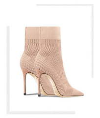 Century Knit Pointed-Toe High Heel Booties for Women