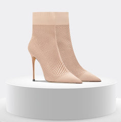 Century Knit Pointed-Toe High Heel Booties for Women