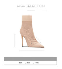 Century Knit Pointed-Toe High Heel Booties for Women