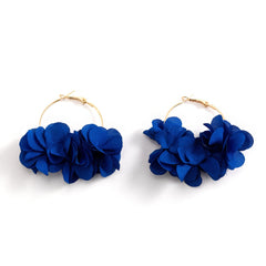 Chiffon Flower Cluster Hoop Earrings