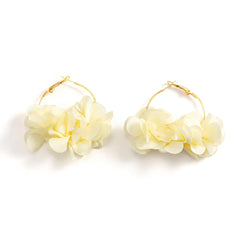 Chiffon Flower Cluster Hoop Earrings