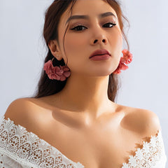 Chiffon Flower Cluster Hoop Earrings