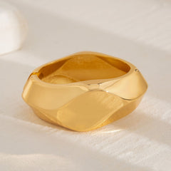 Chunky Geometric and Smooth Gold Tone Hinge Bangles
