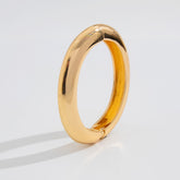 Chunky Geometric and Smooth Gold Tone Hinge Bangles