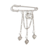 Chunky Safety Pin Chain Dangle Brooch