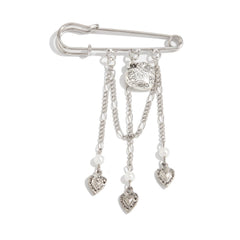 Chunky Safety Pin Chain Dangle Brooch