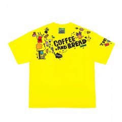 Coffee and Bread Doodle Graphic T-Shirt