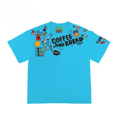 Coffee and Bread Doodle Graphic T-Shirt