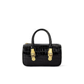 Crocodile Embossed Leather Top Handle Bag