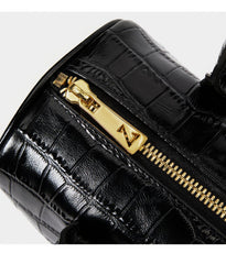 Crocodile Embossed Leather Top Handle Bag