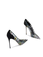 Crystal Embellished Mesh Stiletto Heels