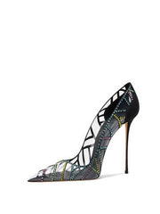 Crystal Embellished Mesh Stiletto Heels
